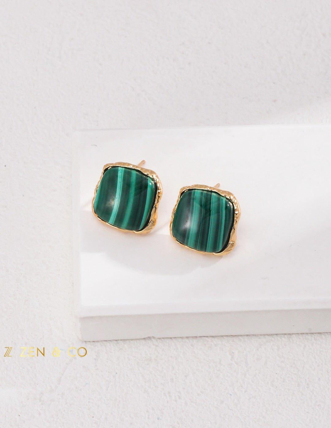 KARMA Malachite Stud Earrings - ZEN&CO Studio