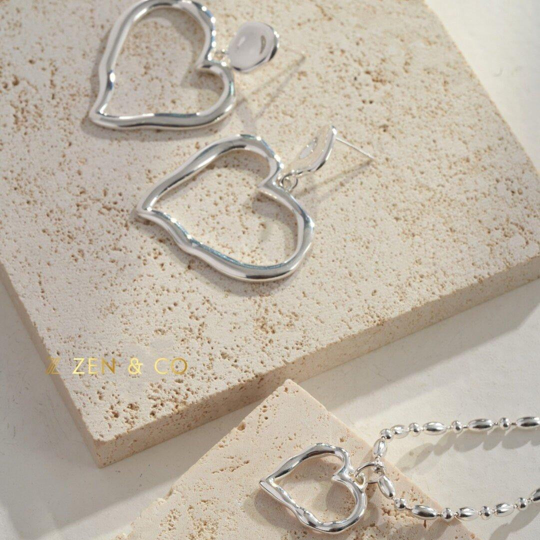 KELLY Barbie inspired Heart Hoop earrings Heart pendant necklace - ZEN&CO Studio