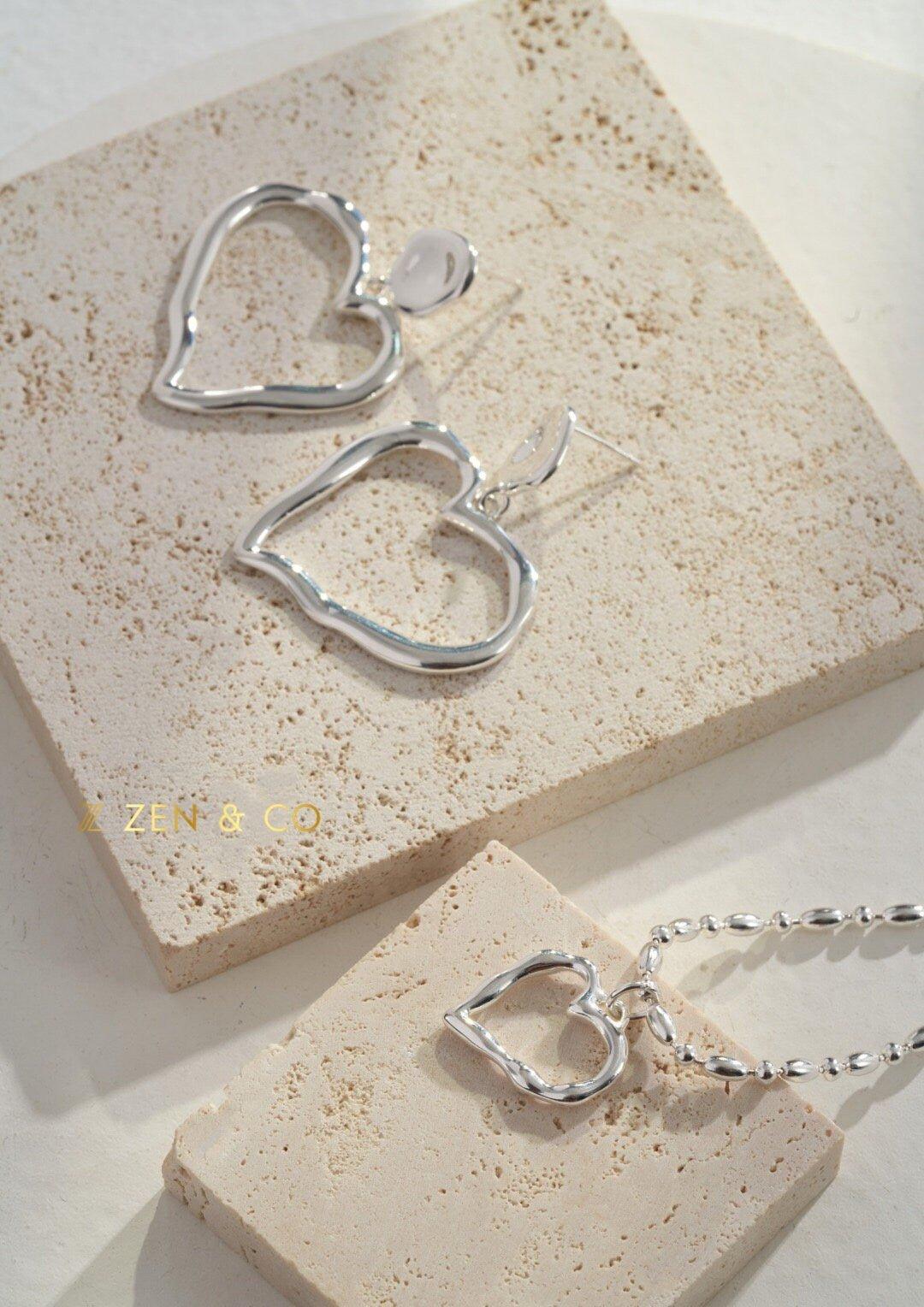 KELLY Barbie inspired Heart Hoop earrings Heart pendant necklace - ZEN&CO Studio