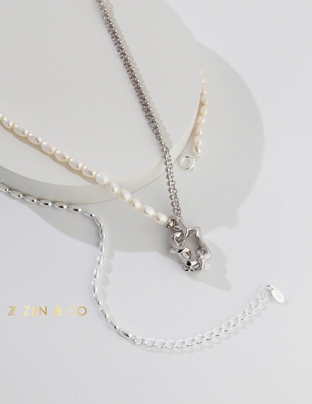 KIERA Pearl choker with gold or silver chain - ZEN&CO Studio