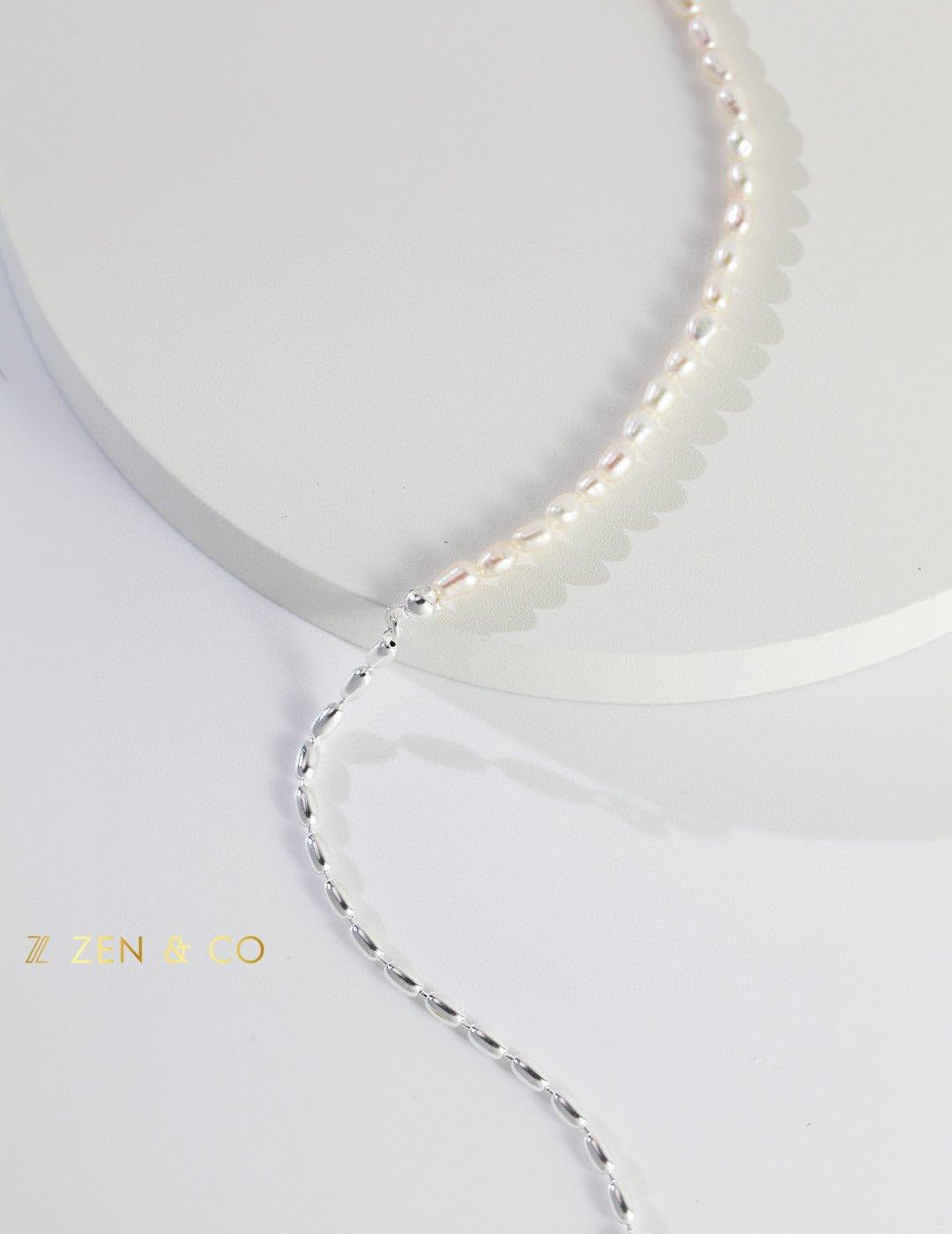 KIERA Pearl choker with gold or silver chain - ZEN&CO Studio