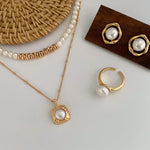 LILY Gold chain Pearl pendant necklace - ZEN&CO Studio