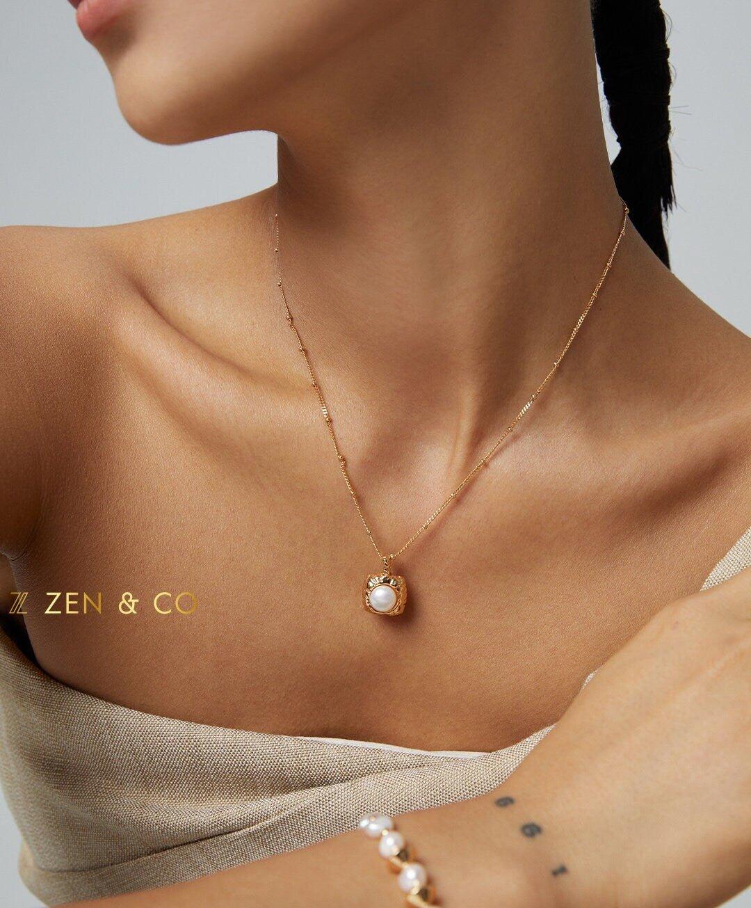 LILY Gold chain Pearl pendant necklace - ZEN&CO Studio