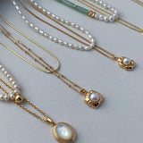 LILY Gold chain Pearl pendant necklace - ZEN&CO Studio