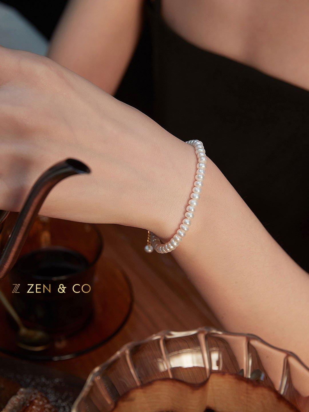 LORRAINE Tiny beaded Pearl choker necklace and pearl bracelet - ZEN&CO Studio