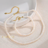 LORRAINE Tiny beaded Pearl choker necklace and pearl bracelet - ZEN&CO Studio