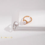 LOUISE Signet pearl open ring - ZEN&CO Studio