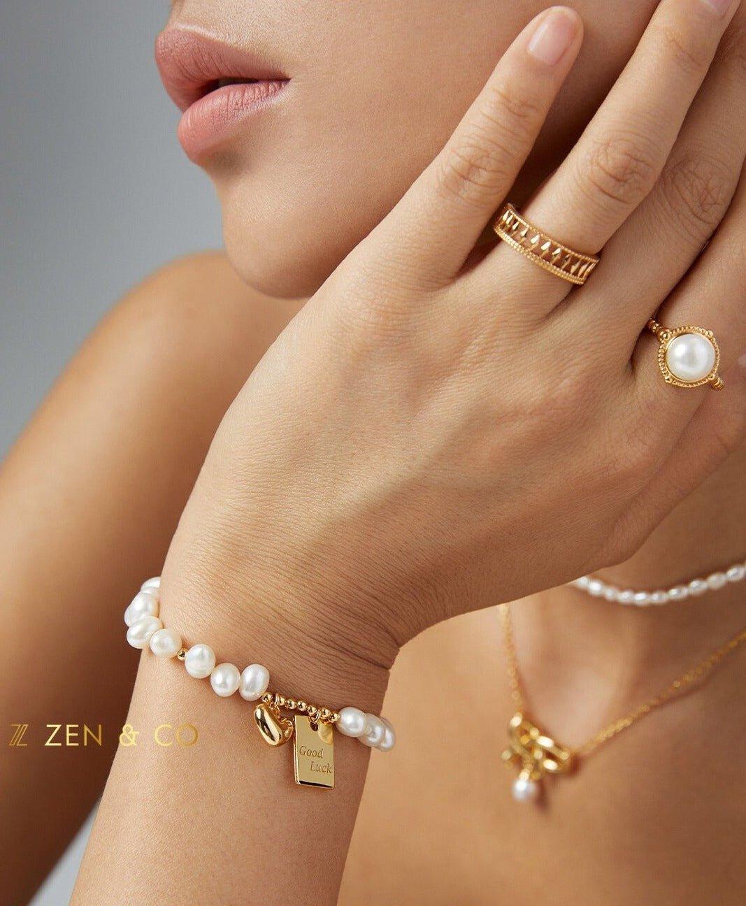 LOUISE Signet pearl open ring - ZEN&CO Studio