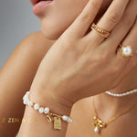 LOUISE Signet pearl open ring - ZEN&CO Studio