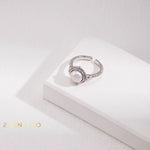 LOUISE Signet pearl open ring - ZEN&CO Studio