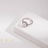 LOUISE Signet pearl open ring - ZEN&CO Studio