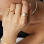 LOUISE Signet pearl open ring - ZEN&CO Studio