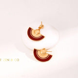 LUCKY Gold Red enamel hoop earrings Red enamel fan earrings - ZEN&CO Studio