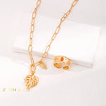 LUCY GRAY Gold chain necklace with leaf peadant - ZEN&CO Studio