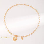 LUCY GRAY Gold chain necklace with leaf peadant - ZEN&CO Studio