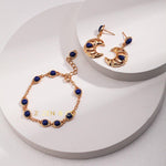 LUNA Moon shaped blue lapis lazuli dangle earrings - ZEN&CO Studio