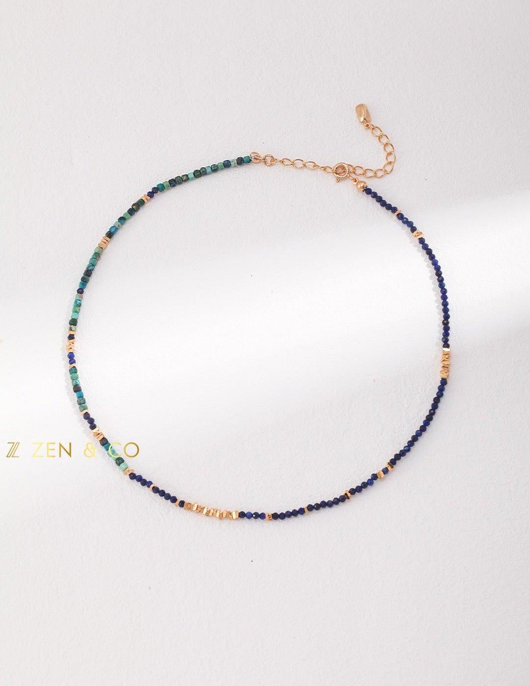 MANISHA Bohemian Lapis lazuli and Amazonite dainty stone necklace - ZEN&CO Studio