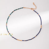 MANISHA Bohemian Lapis lazuli and Amazonite dainty stone necklace - ZEN&CO Studio