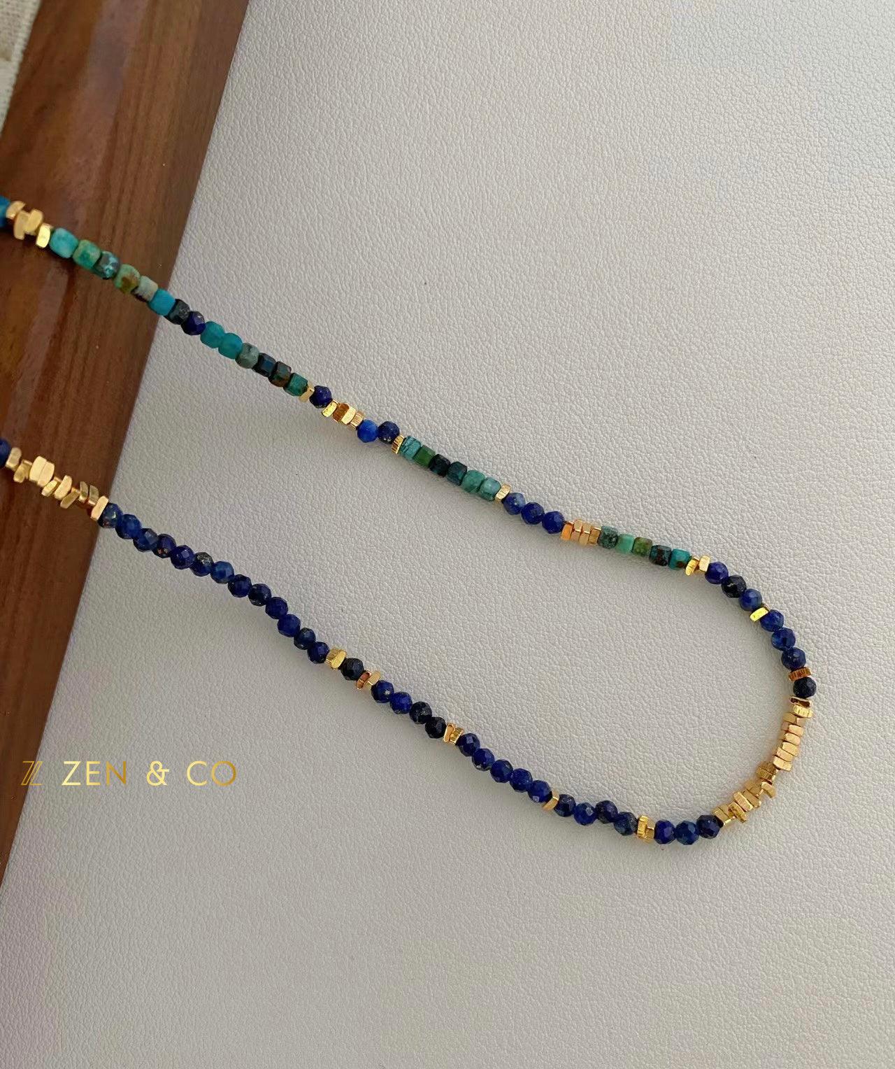 MANISHA Bohemian Lapis lazuli and Amazonite dainty stone necklace - ZEN&CO Studio