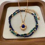 MANISHA Bohemian Lapis lazuli and Amazonite dainty stone necklace - ZEN&CO Studio