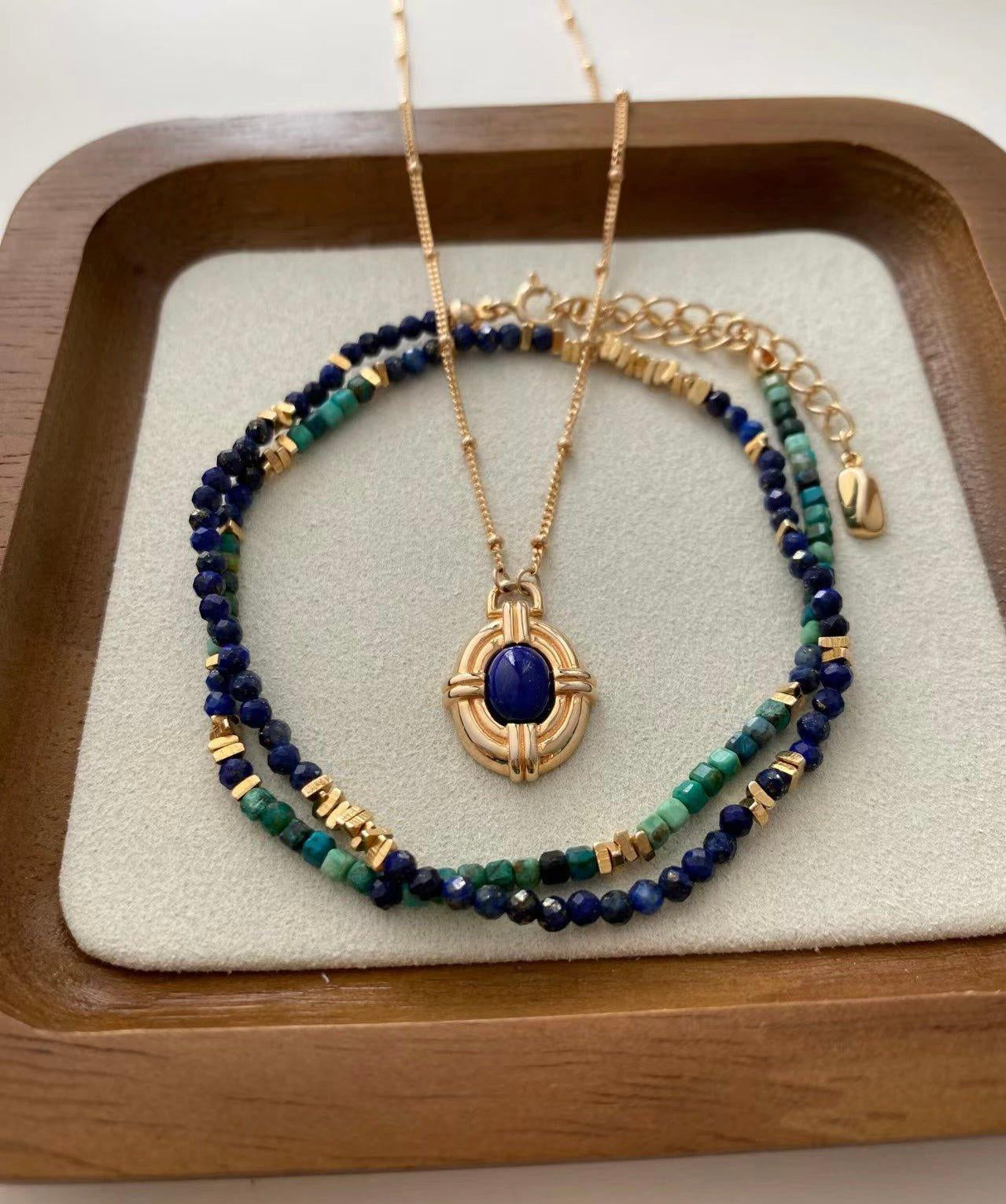 MANISHA Bohemian Lapis lazuli and Amazonite dainty stone necklace - ZEN&CO Studio