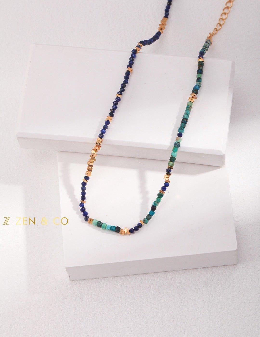 MANISHA Bohemian Lapis lazuli and Amazonite dainty stone necklace - ZEN&CO Studio