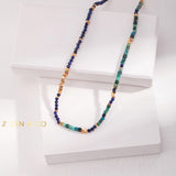 MANISHA Bohemian Lapis lazuli and Amazonite dainty stone necklace - ZEN&CO Studio