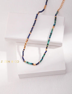 MANISHA Bohemian Lapis lazuli and Amazonite dainty stone necklace - ZEN&CO Studio