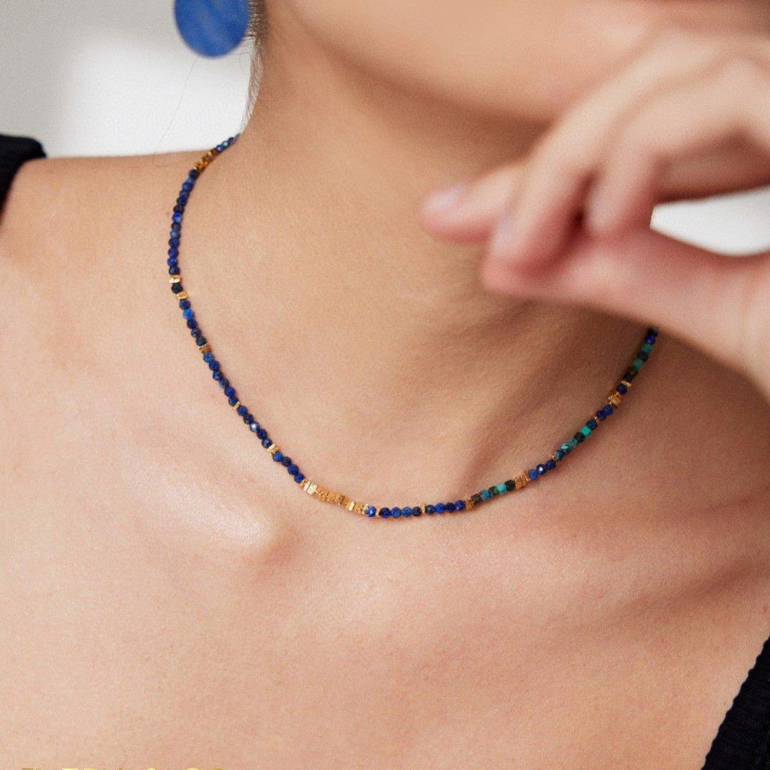 MANISHA Bohemian Lapis lazuli and Amazonite dainty stone necklace - ZEN&CO Studio