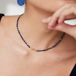 MANISHA Bohemian Lapis lazuli and Amazonite dainty stone necklace - ZEN&CO Studio