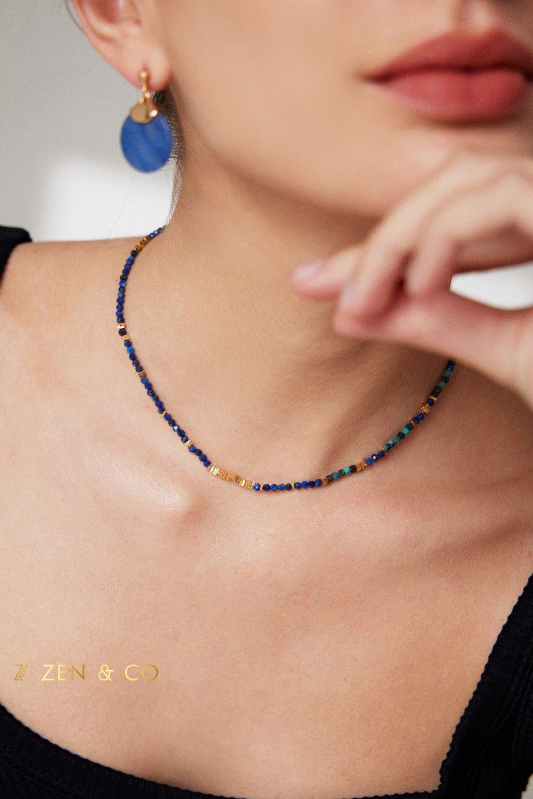 MANISHA Bohemian Lapis lazuli and Amazonite dainty stone necklace - ZEN&CO Studio