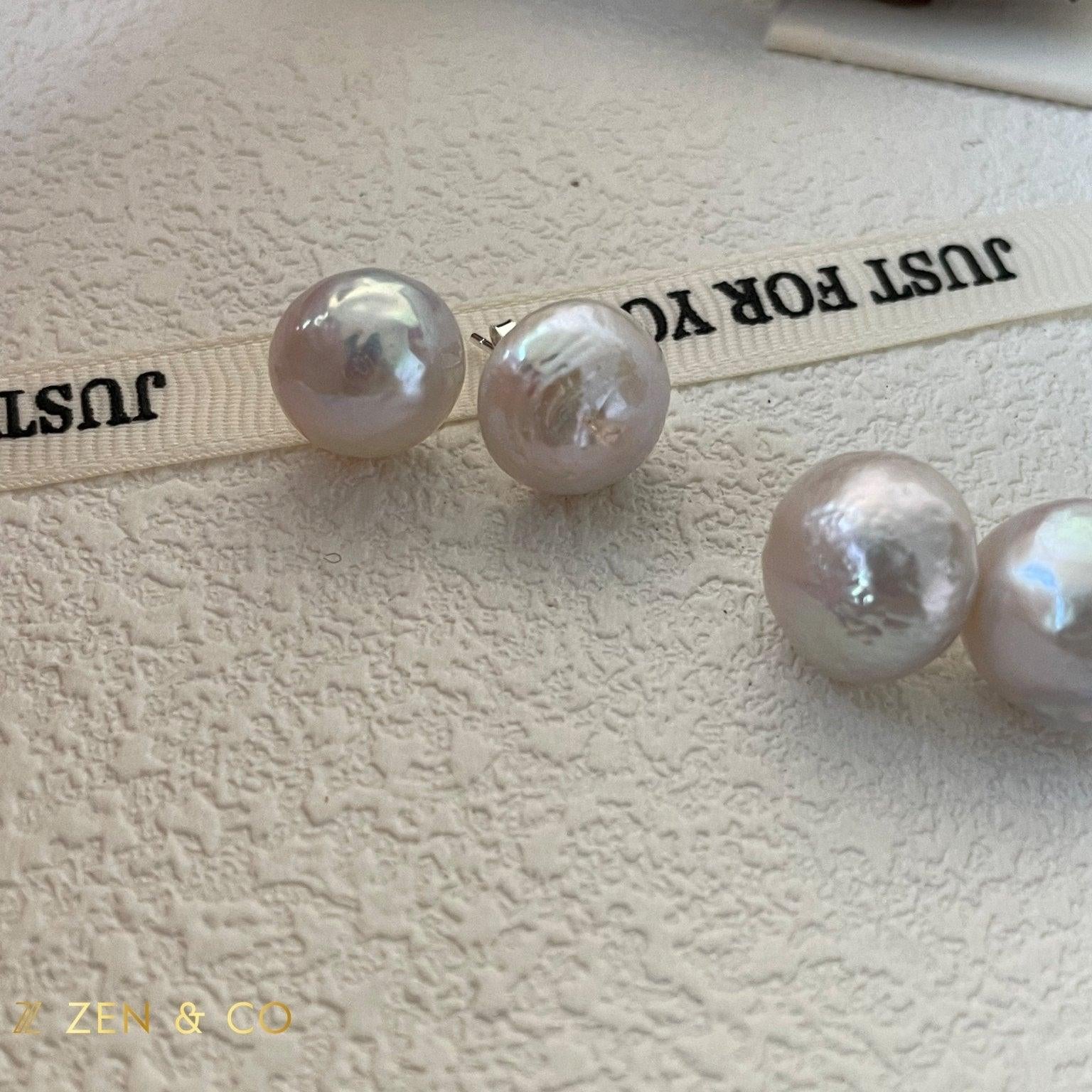 MARBLE Pearl stud earrings - ZEN&CO Studio