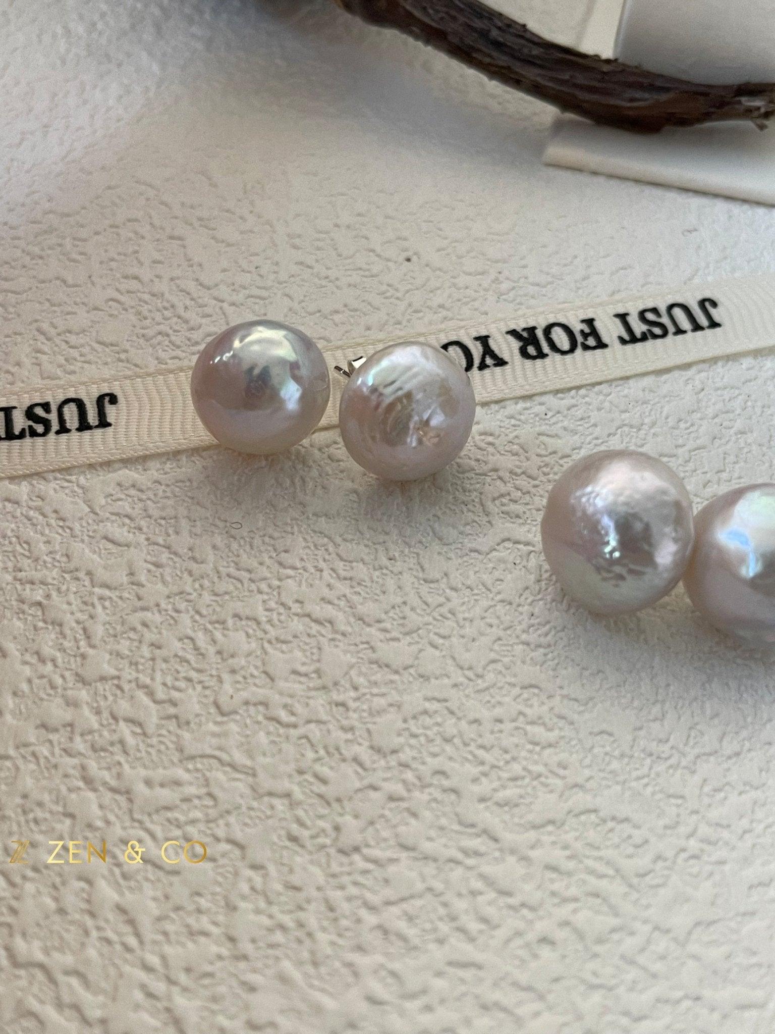 MARBLE Pearl stud earrings - ZEN&CO Studio