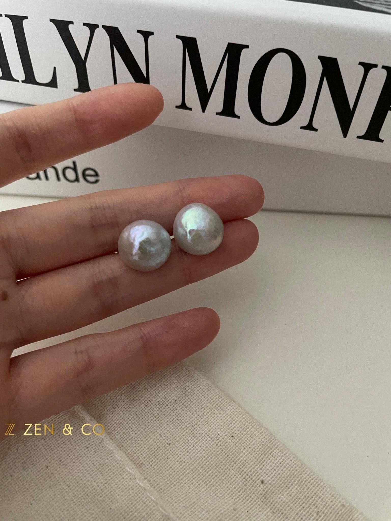 MARBLE Pearl stud earrings - ZEN&CO Studio