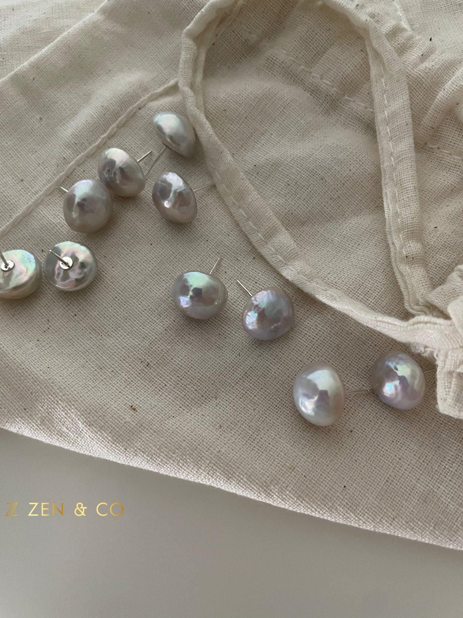 MARBLE Pearl stud earrings - ZEN&CO Studio