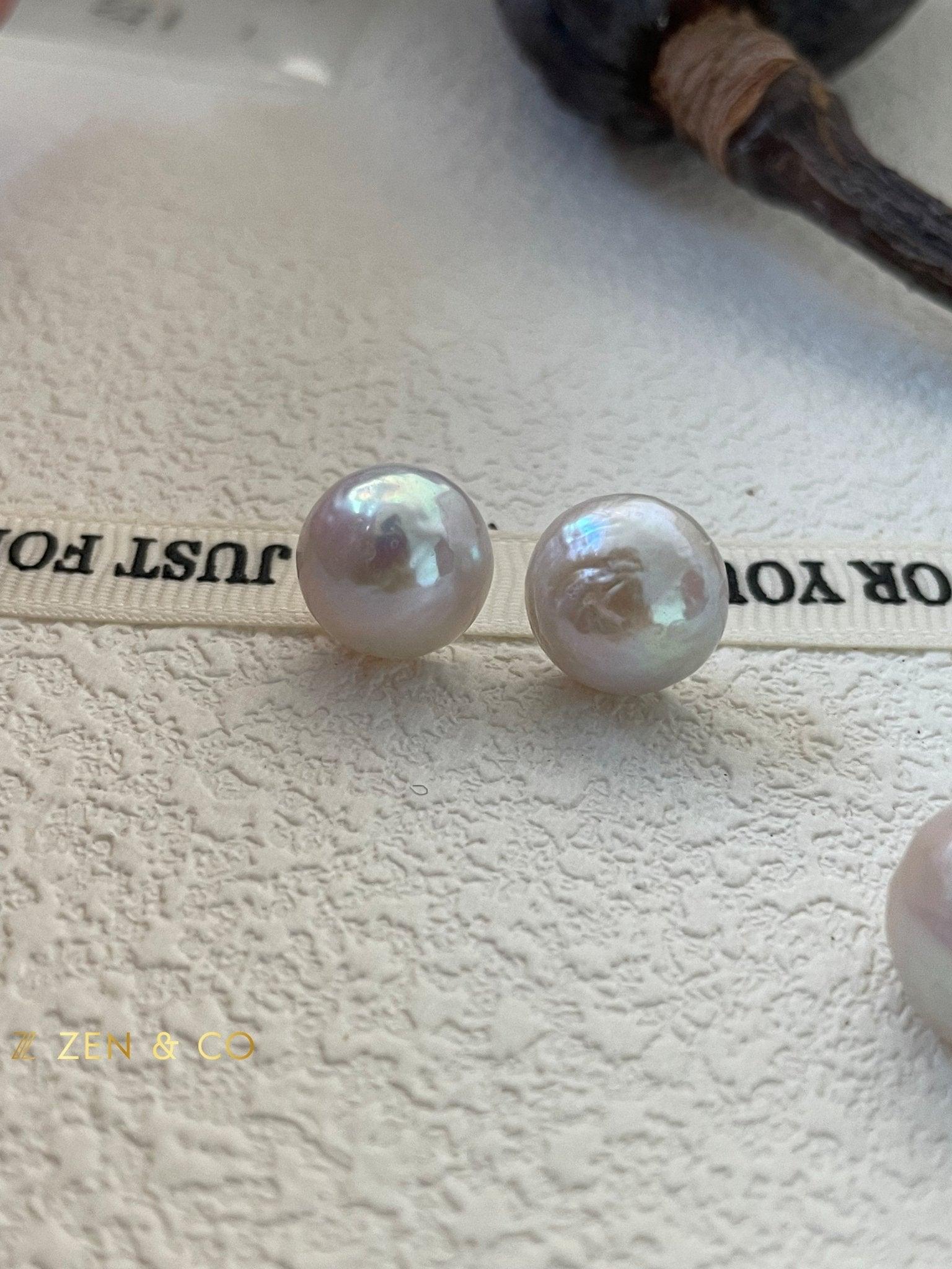 MARBLE Pearl stud earrings - ZEN&CO Studio