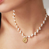 MARGARET Statement pearl necklace with queen coin pendant - ZEN&CO Studio