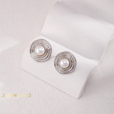 MARIE Vintage inspired round pearl stud earrings - ZEN&CO Studio