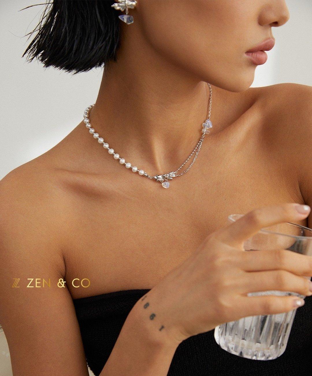 MAVIS Fantasy necklace with pearl and moonstone - ZEN&CO Studio