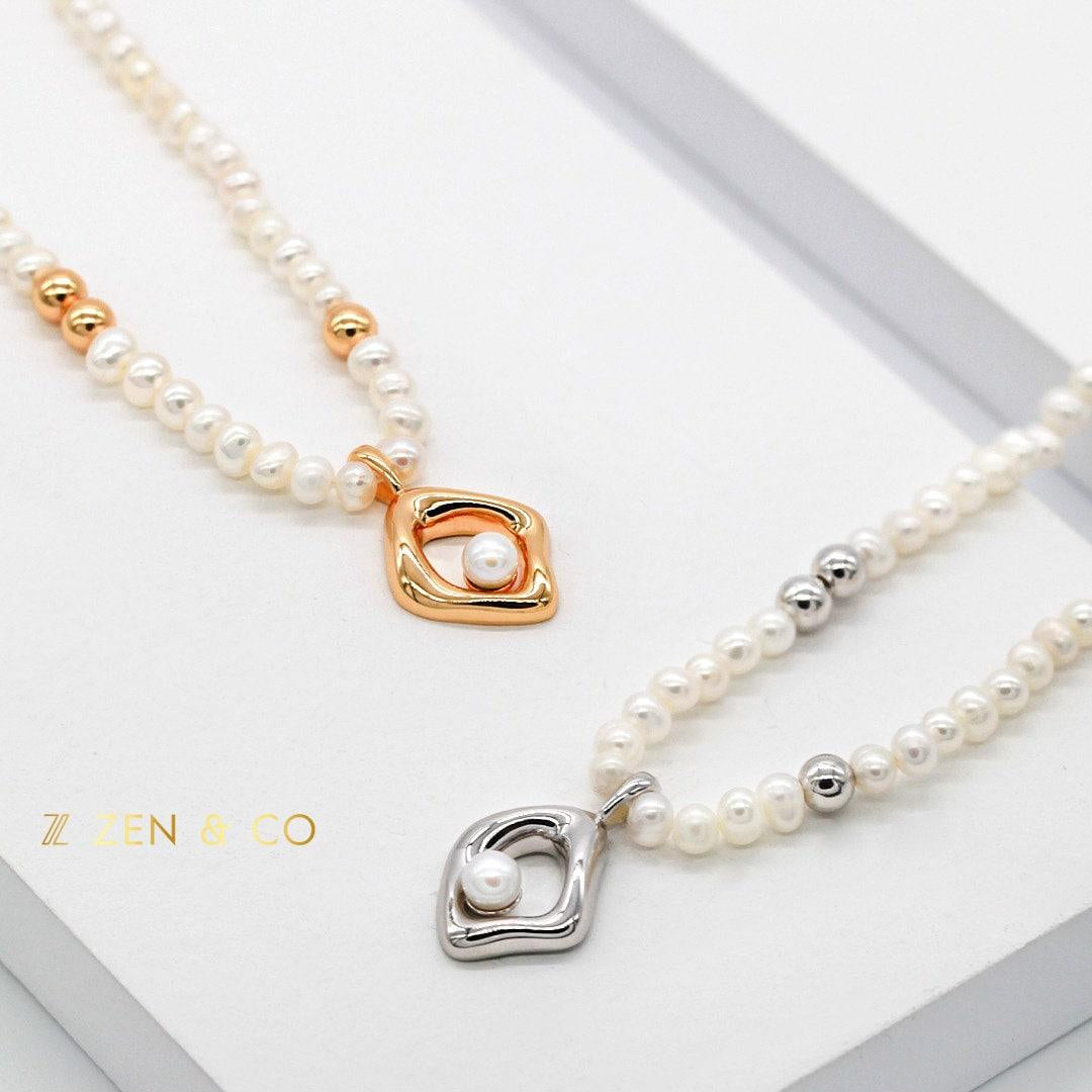 MCKAY Statement pearl necklace with square pearl pendant - ZEN&CO Studio