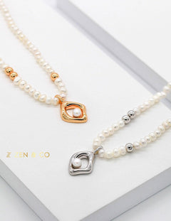 MCKAY Statement pearl necklace with square pearl pendant - ZEN&CO Studio