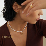 MCKAY Statement pearl necklace with square pearl pendant - ZEN&CO Studio