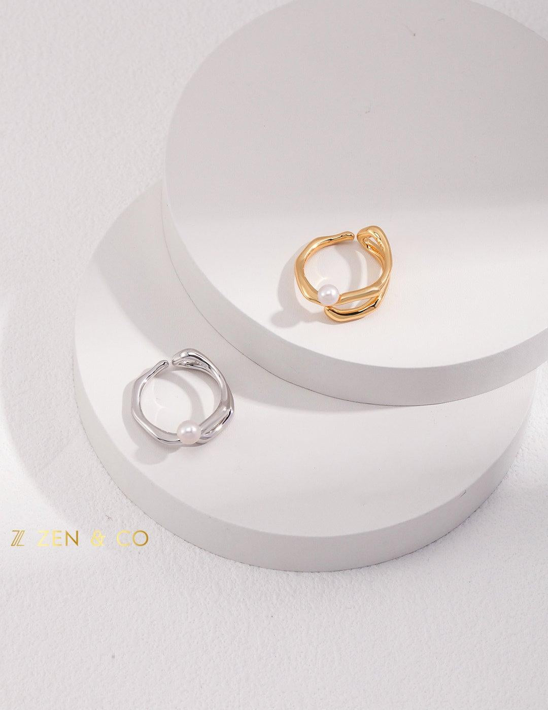 MILA Open ring with dainty pearl - ZEN&CO Studio