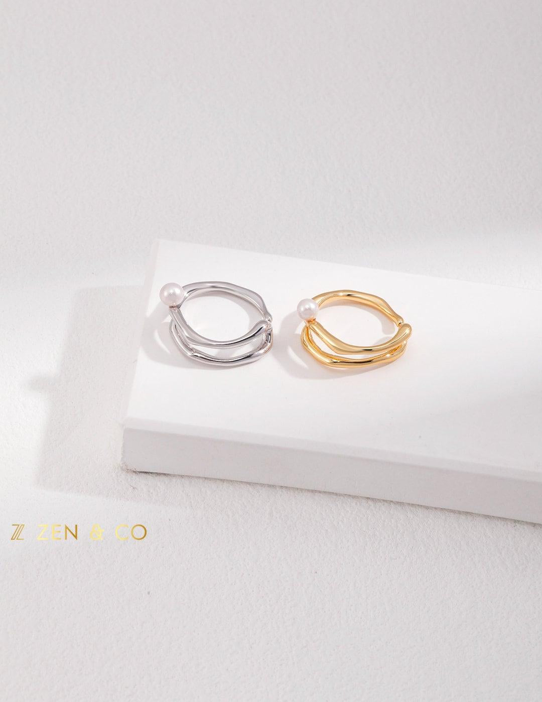 MILA Open ring with dainty pearl - ZEN&CO Studio