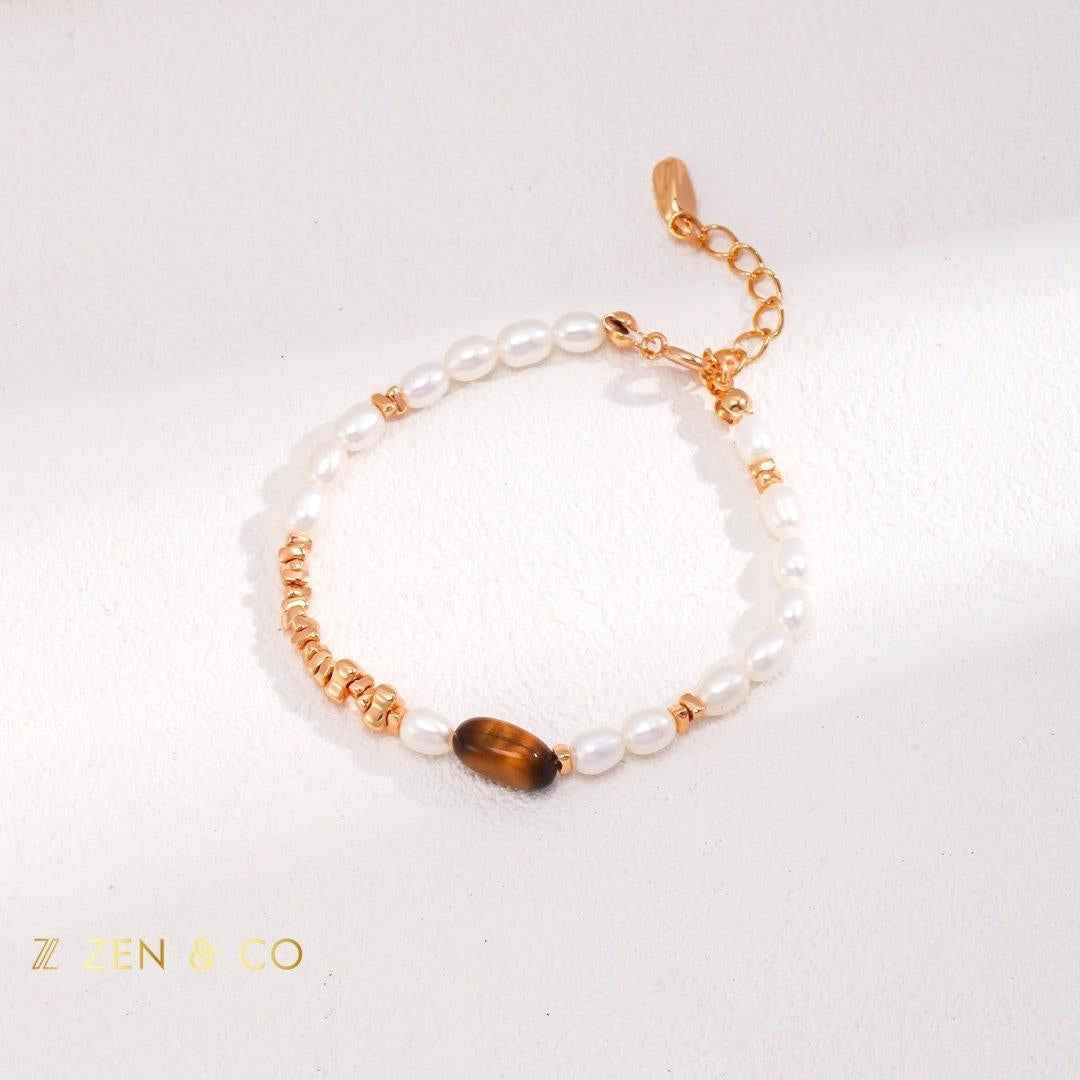 NALA Bohemian pearl and Tiger eye stone bracelet - ZEN&CO Studio