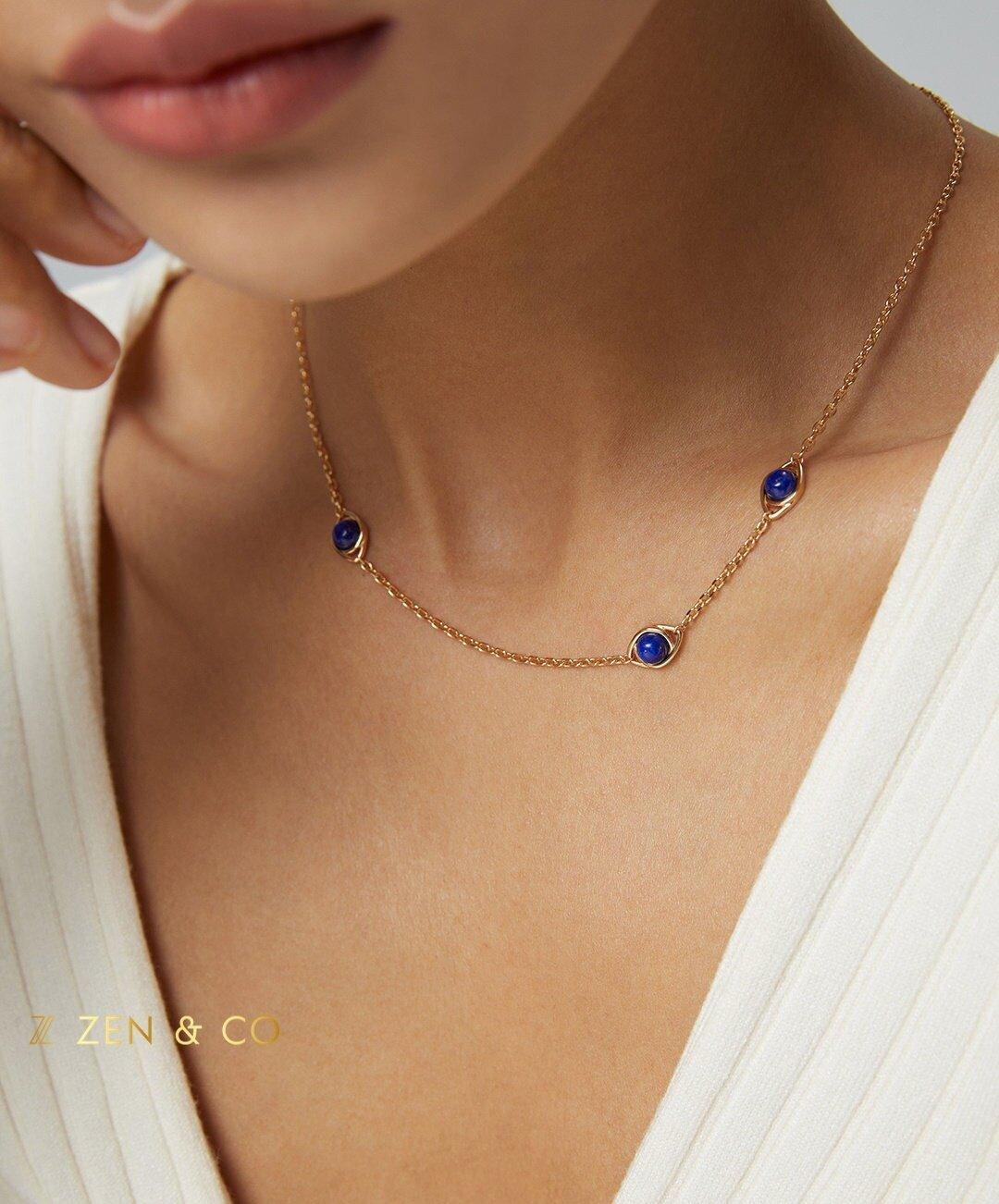 NUSA DUA Bohemian necklace Tiger eye necklace Lapis lazuli choker necklace - ZEN&CO Studio