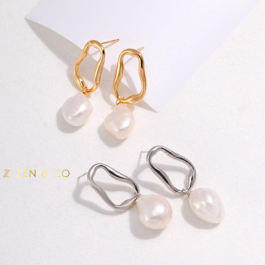 NYA Minimalist Baroque pearl dangle earrings - ZEN&CO Studio