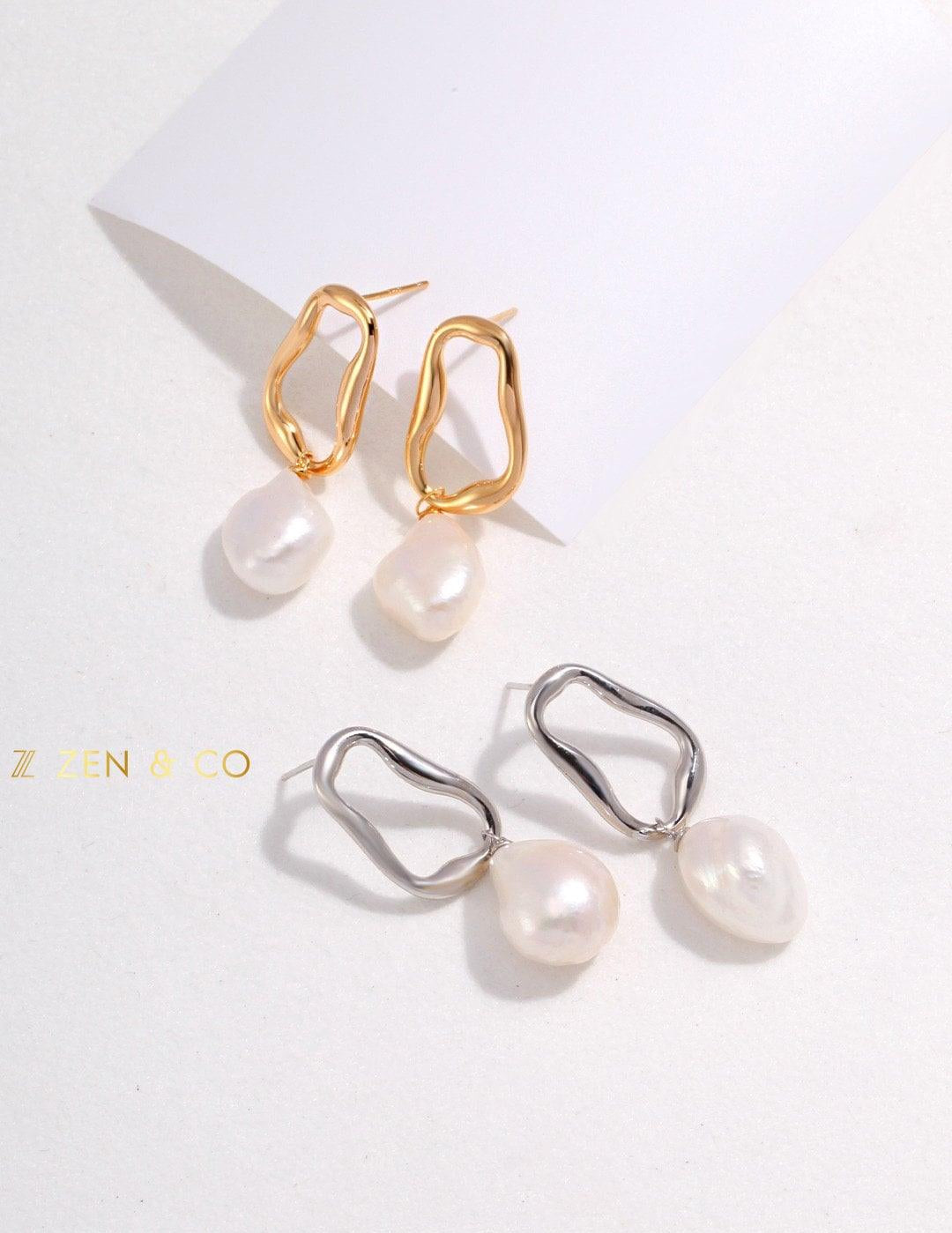 NYA Minimalist Baroque pearl dangle earrings - ZEN&CO Studio