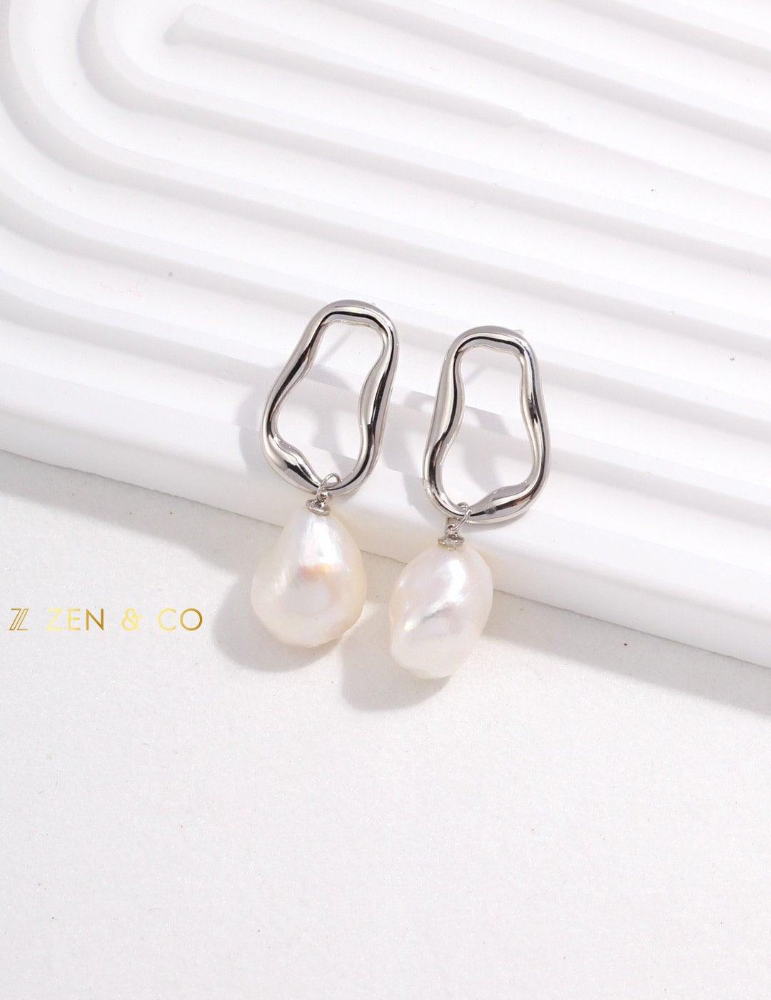 NYA Minimalist Baroque pearl dangle earrings - ZEN&CO Studio