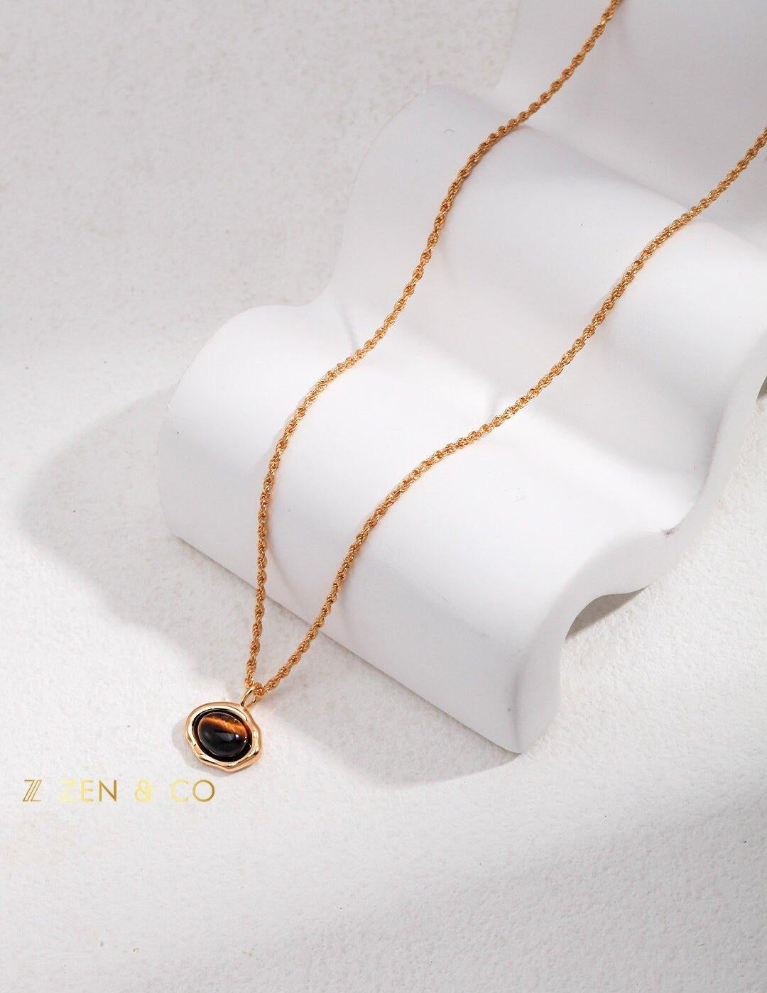 PADMA Bohemian Tiger eye drop earrings and pendant necklace - ZEN&CO Studio